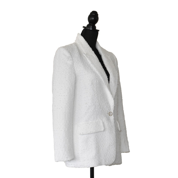 B0 Auth ENDLESS ROSE White Tweed Peak Lapel Single Button Blazer Size XS - Picture 2 of 9